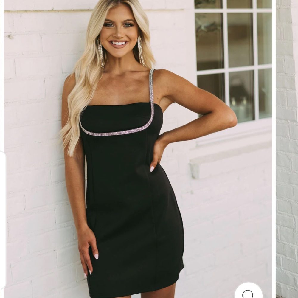 Black Mini Dress w/ Rhinestone detailing